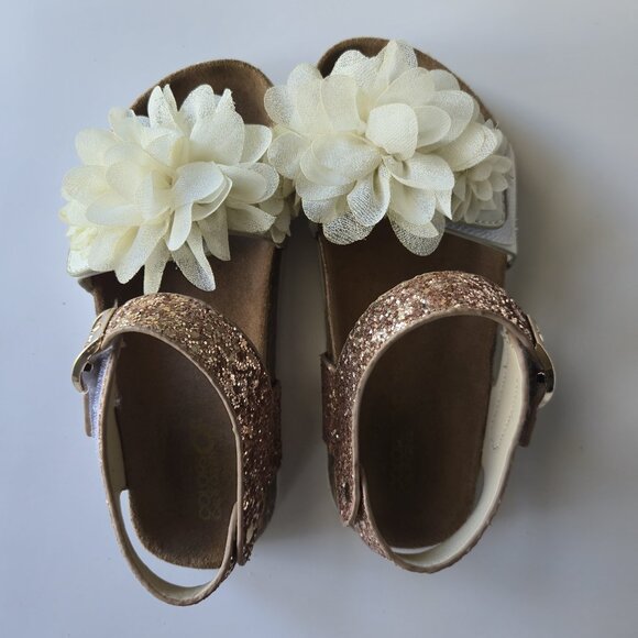 Colors of California White and Pink Flower Glitter Sandals Kids EU31 - Picture 1 of 7